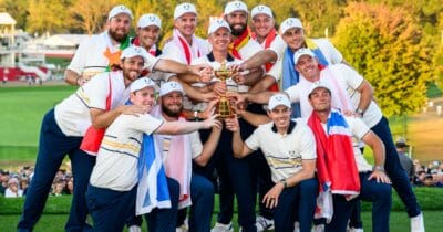 Det europeiska laget firar segern i Ryder Cup 2025