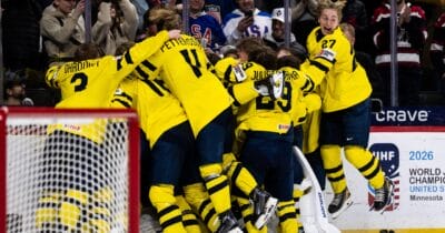 Sverige firar sitt JVM-guld i hockey 2026