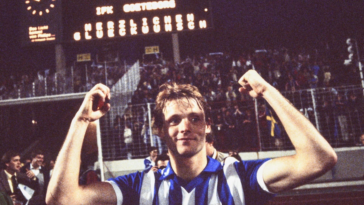 Torbjörn Nilsson efter UEFA-cupsegern med IFK Göteborg 1982