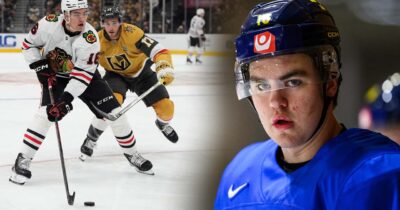 Anton Frondell hyllas i NHL av lagkamraterna i Chicago Blackhawks.
