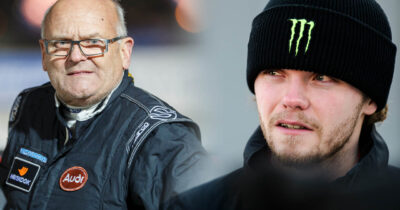 Oliver Solberg förlorade VM-titeln i rally och blir tröstad av ikonen Stig Blomqvist.