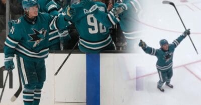 Ivar Stenberg gjorde sitt första mål i NHL för San Jose Sharks i natt.
