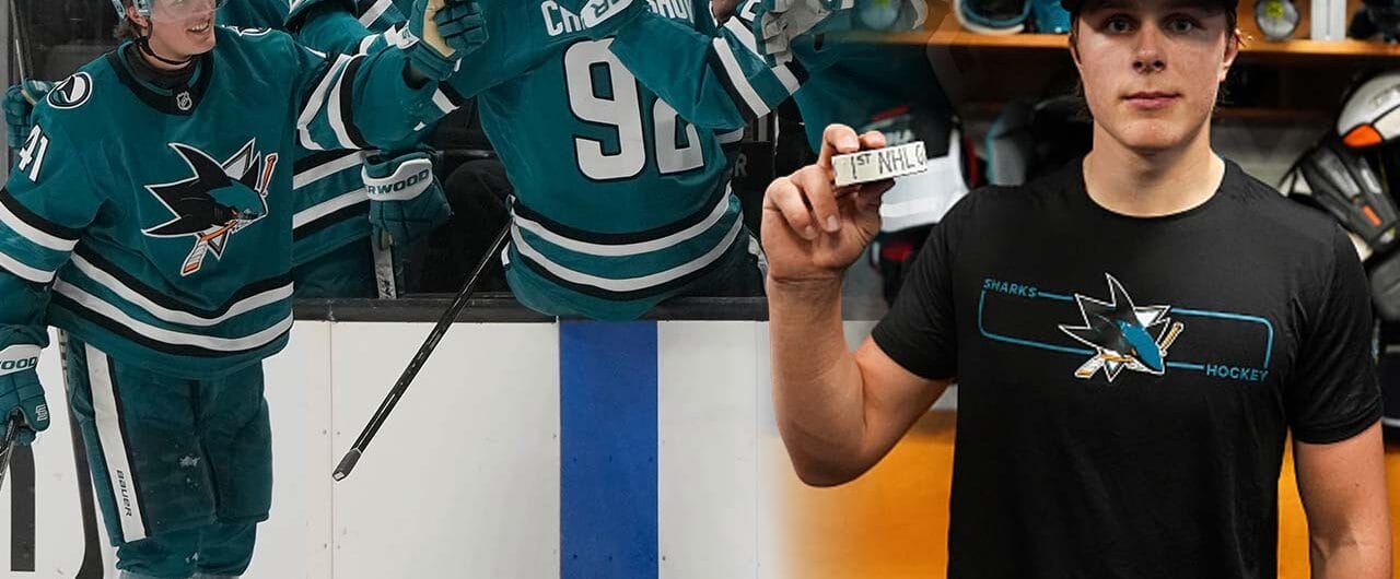 Ivar Stenberg berättar vad han ska göra med pucken efter första NHL-målet.