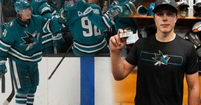 Ivar Stenberg berättar vad han ska göra med pucken efter första NHL-målet.